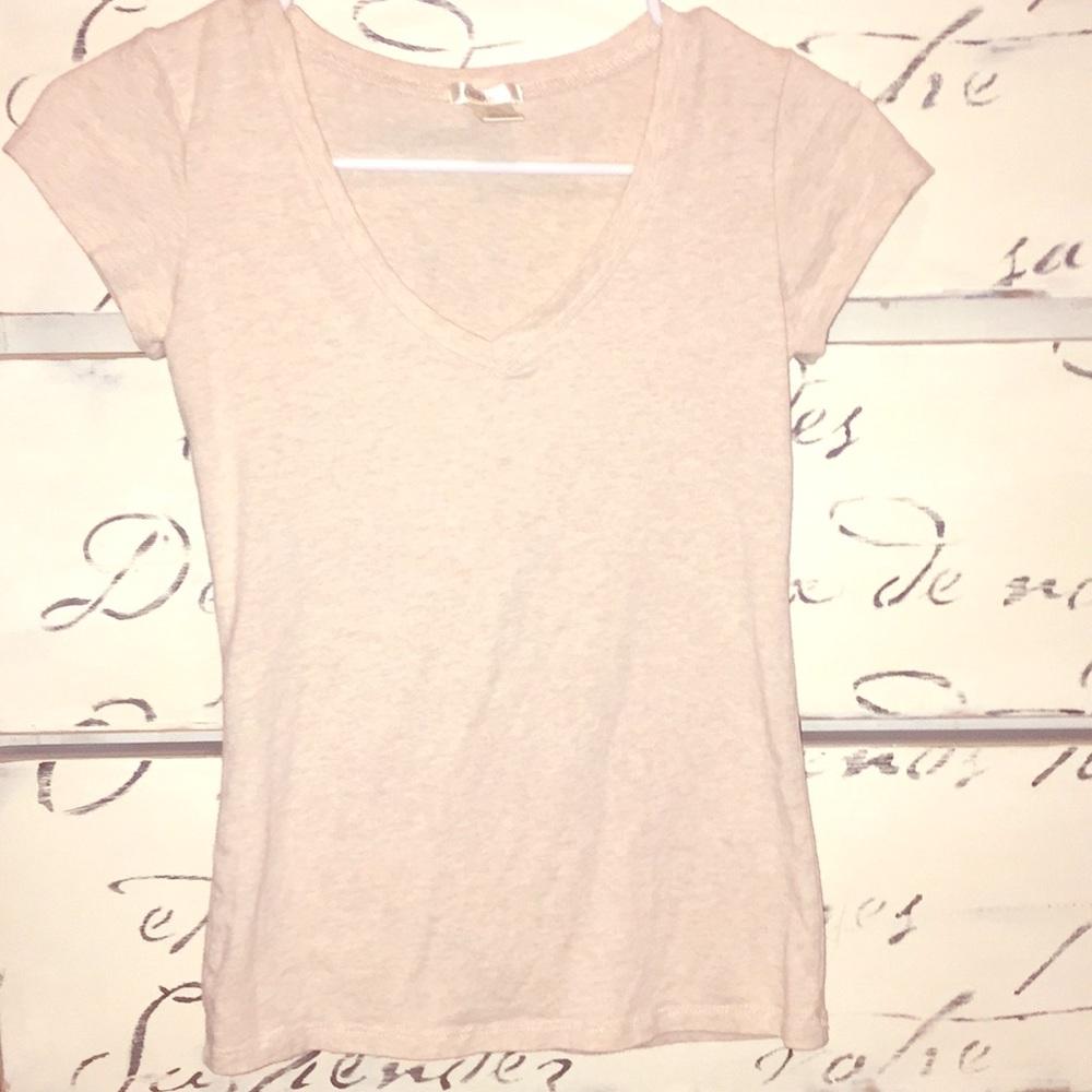 🥀Cream Short-Sleeved Ribbed Shirt